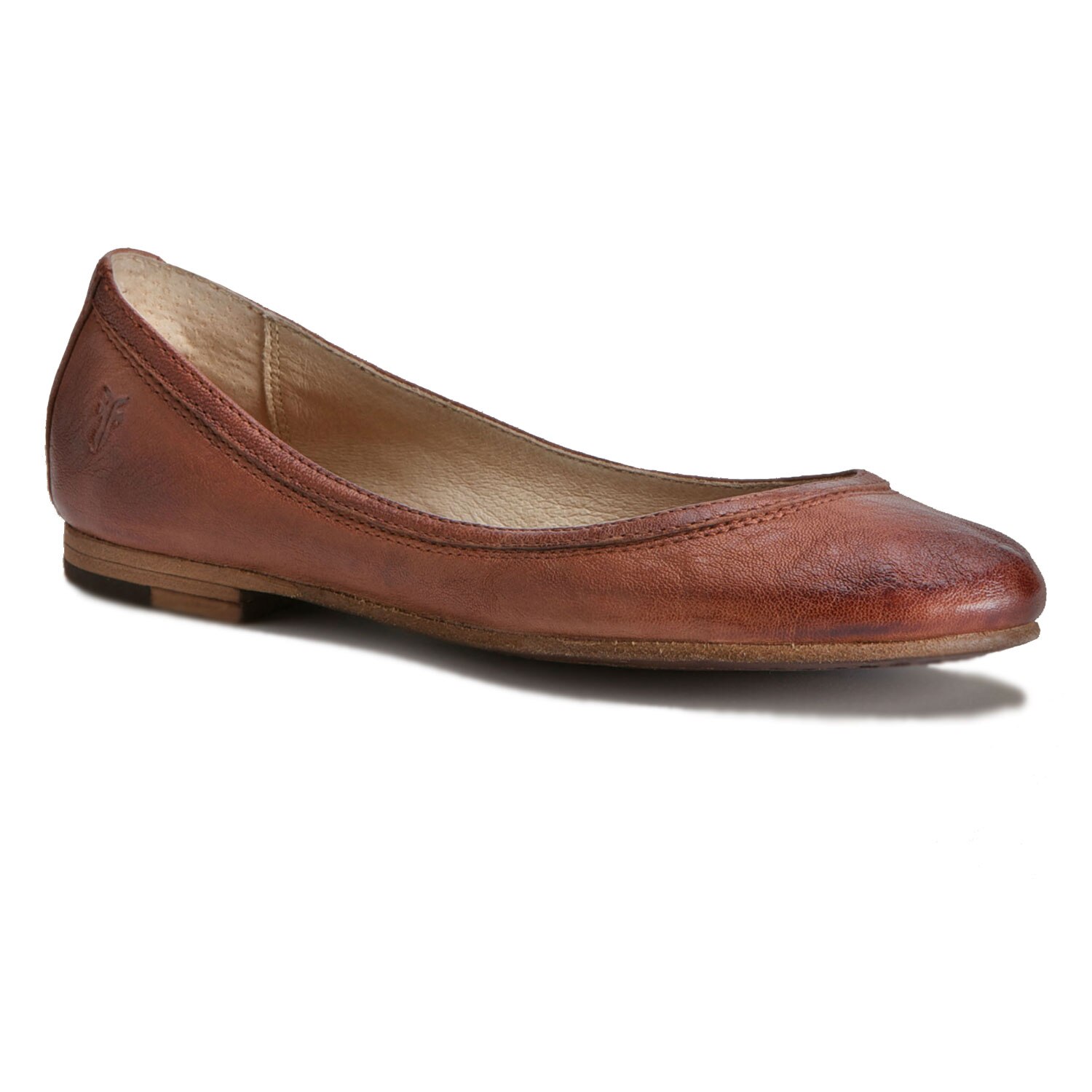 frye carson ballet flat cognac