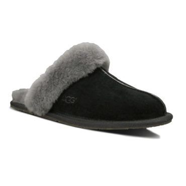 UGG Scuffette II Slippers Black/Grey Ladies Sheepskin Suede Slippers