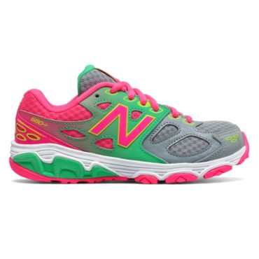 New Balance Girl's KR680GKY Athletic Shoe Grey/Pink