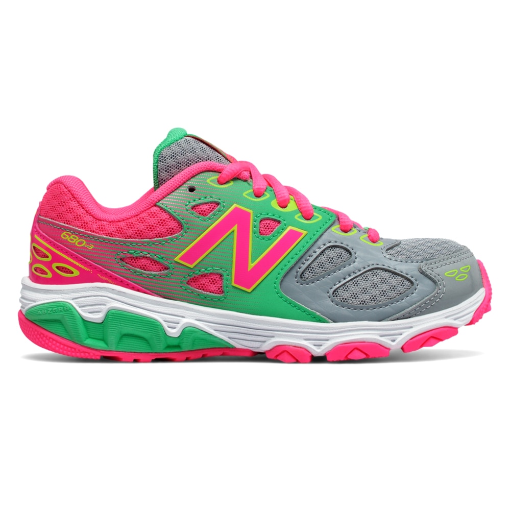 New Balance Girl’s KR680GKY Athletic Shoe Grey/Pink SoleConnect