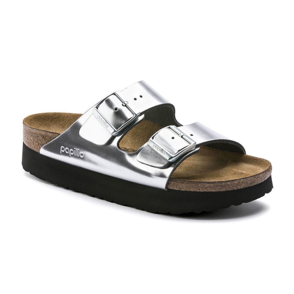 Papillio Women’s Arizona Platform Slide Sandal Metallic Silver ...